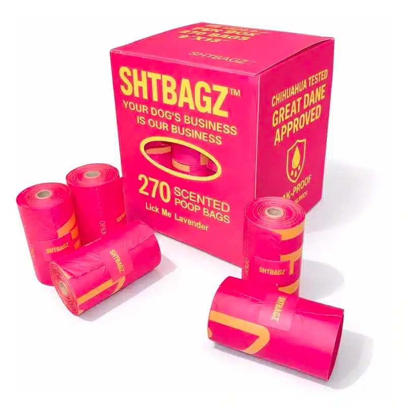 SHTBAGZ box of 270 lavender-scented plant-based dog poop bags